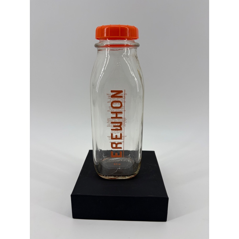 Erewhon Juice Bottle Stanpac 16oz Clear‎ Orange Glass Reusable Unisex